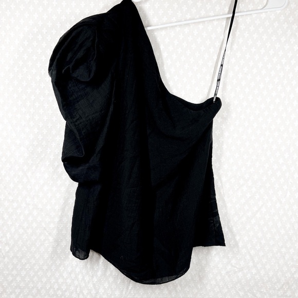 Sabina Musayev Black Monica Puff Sleeve One Shoulder Top - Picture 2 of 6
